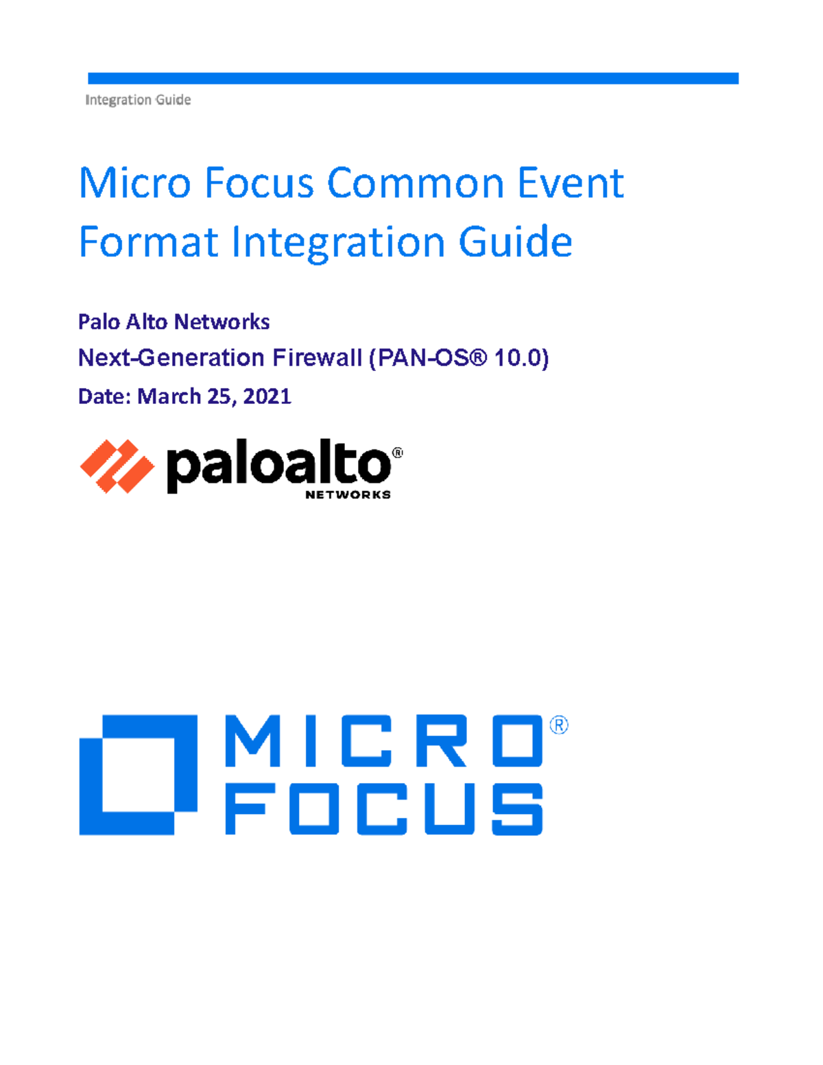 Palo Alto Networks CEF Integration Guide (Version 10.0) - Studocu