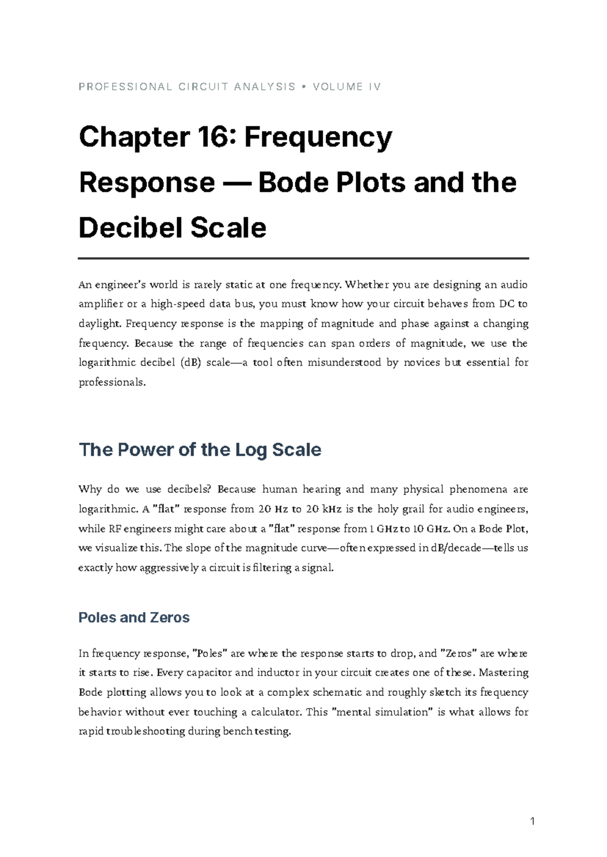 PROFESSIONAL CIRCUIT ANALYSIS VOLUME IV: Ch 16 Bode Plots & dB Scale ...
