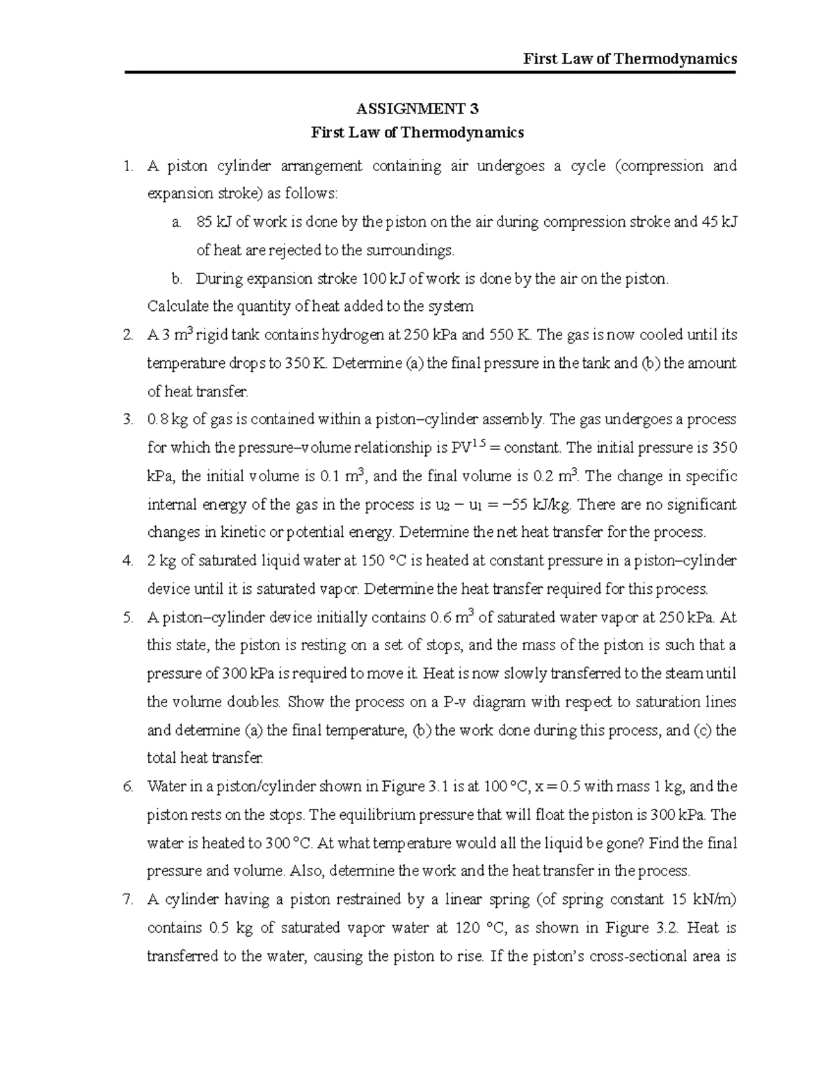 Assignment 4 - Second Law of Thermodynamics Analysis and Problems - Studocu
