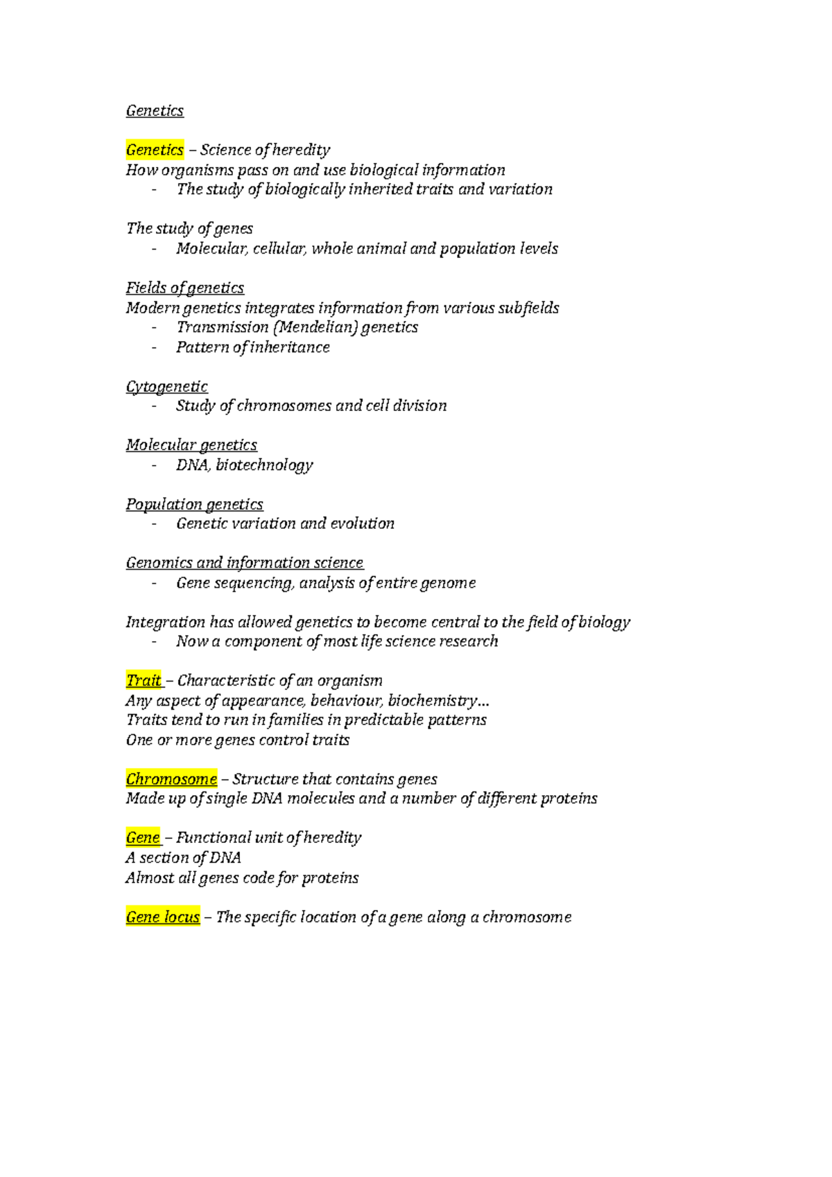 Lecture 1 - Intro to genetics - Genetics Genetics – Science of heredity ...