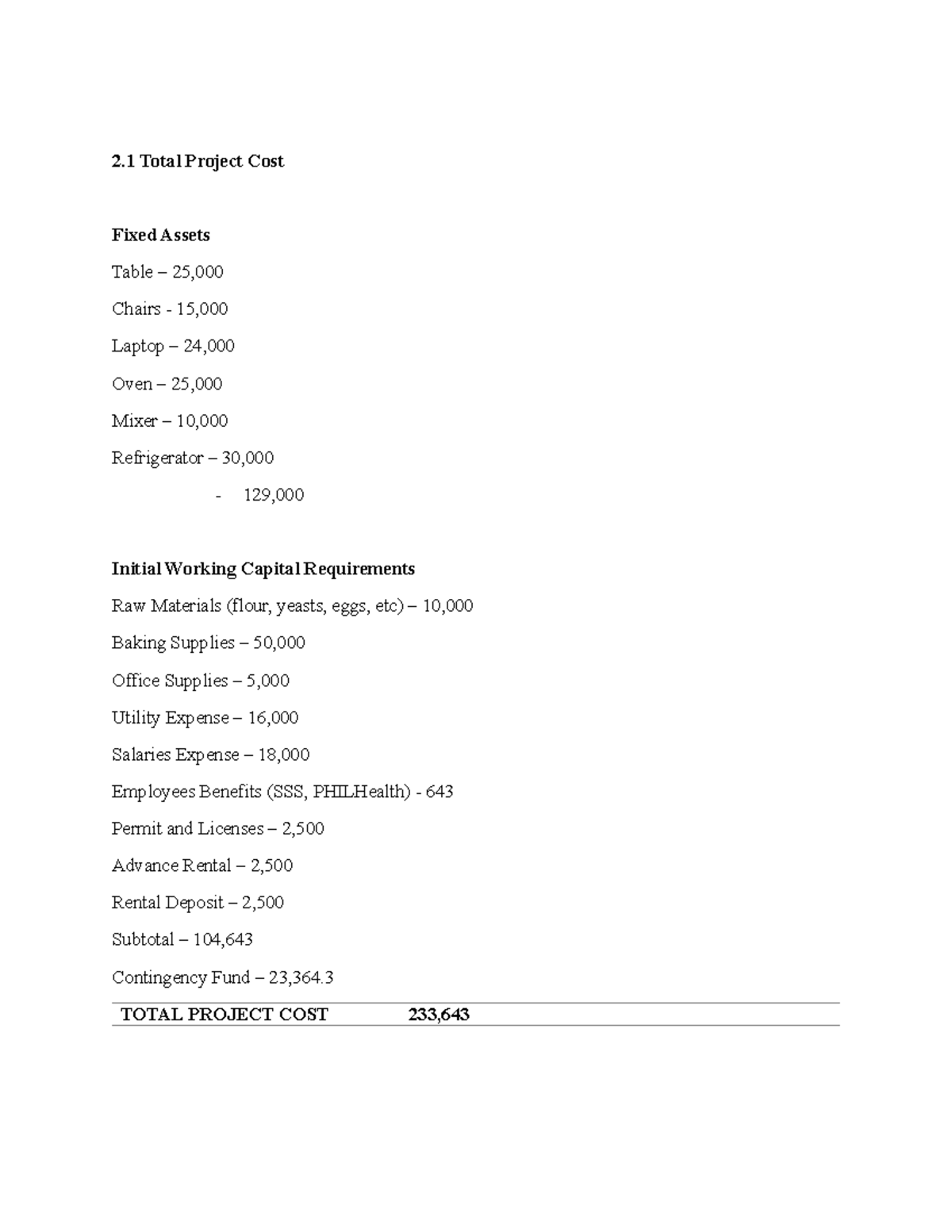 Total Project Cost Breakdown for PHIL 643 - Studocu