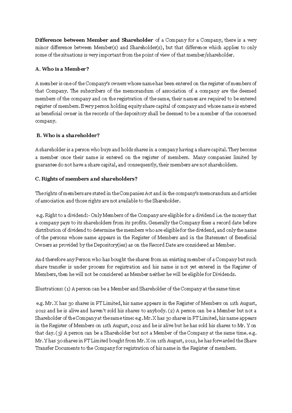 Understanding Members vs. Shareholders in a Company - Studocu