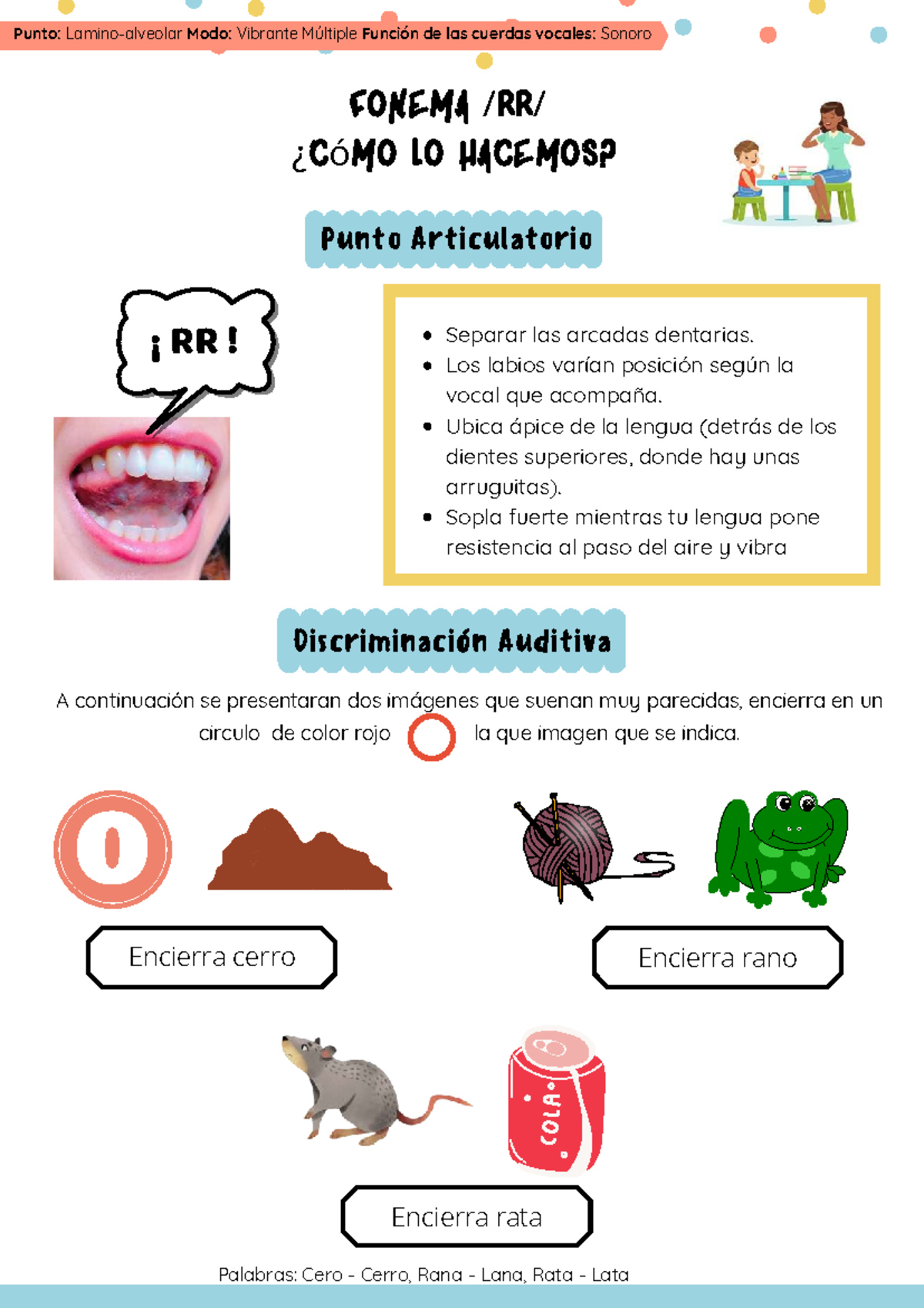 Cuadernillo de Fonemas: RR, S, T, Y - Actividades y Ejercicios - Document Preview