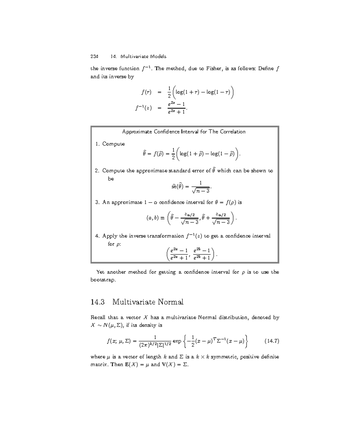 234 14. Multivariate Models: Inverse Function & Confidence Intervals ...