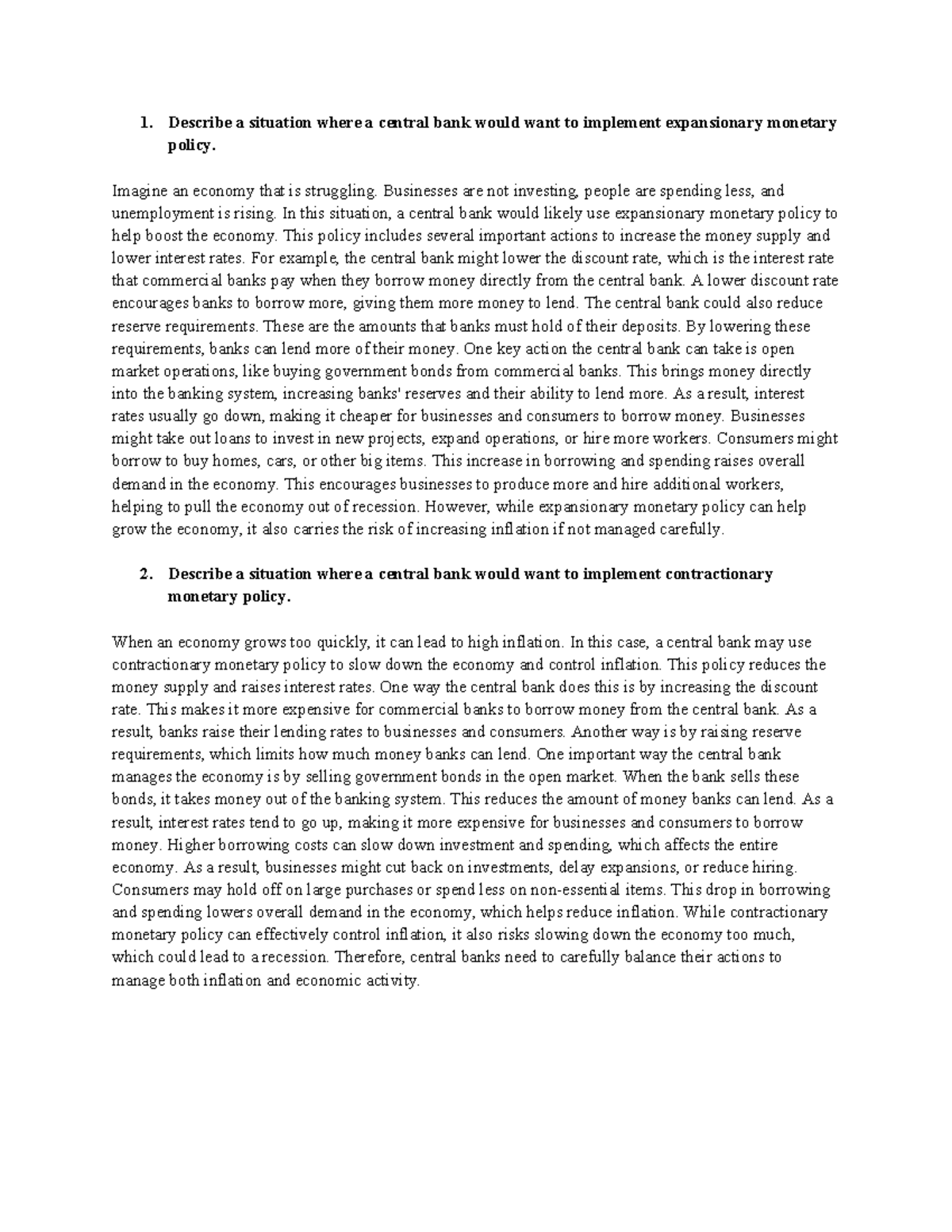 DQ for Chapter 15: Monetary Policy & Bank Regulation Insights - Studocu