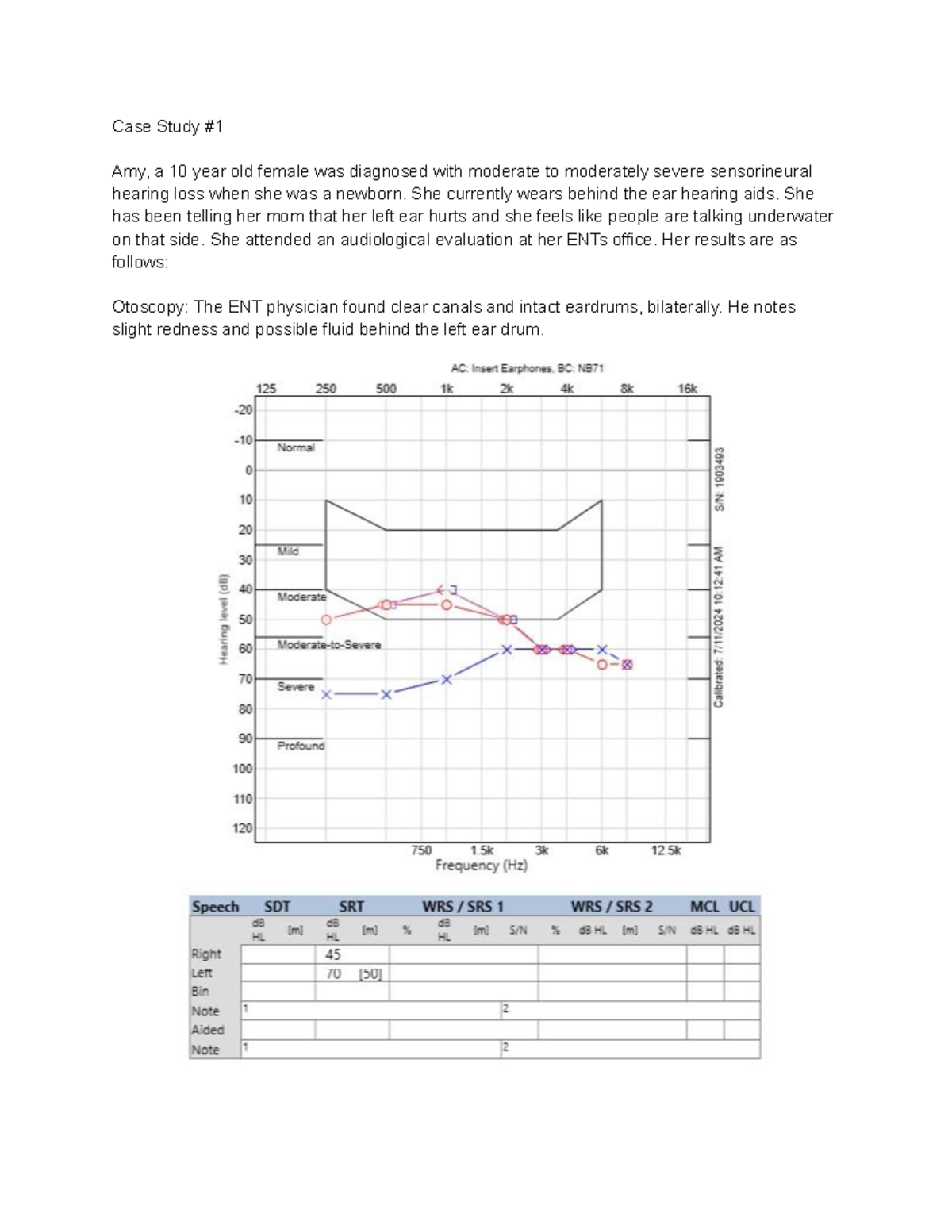 Week 3 Case Studies: Audiological Evaluations and Findings - Studocu