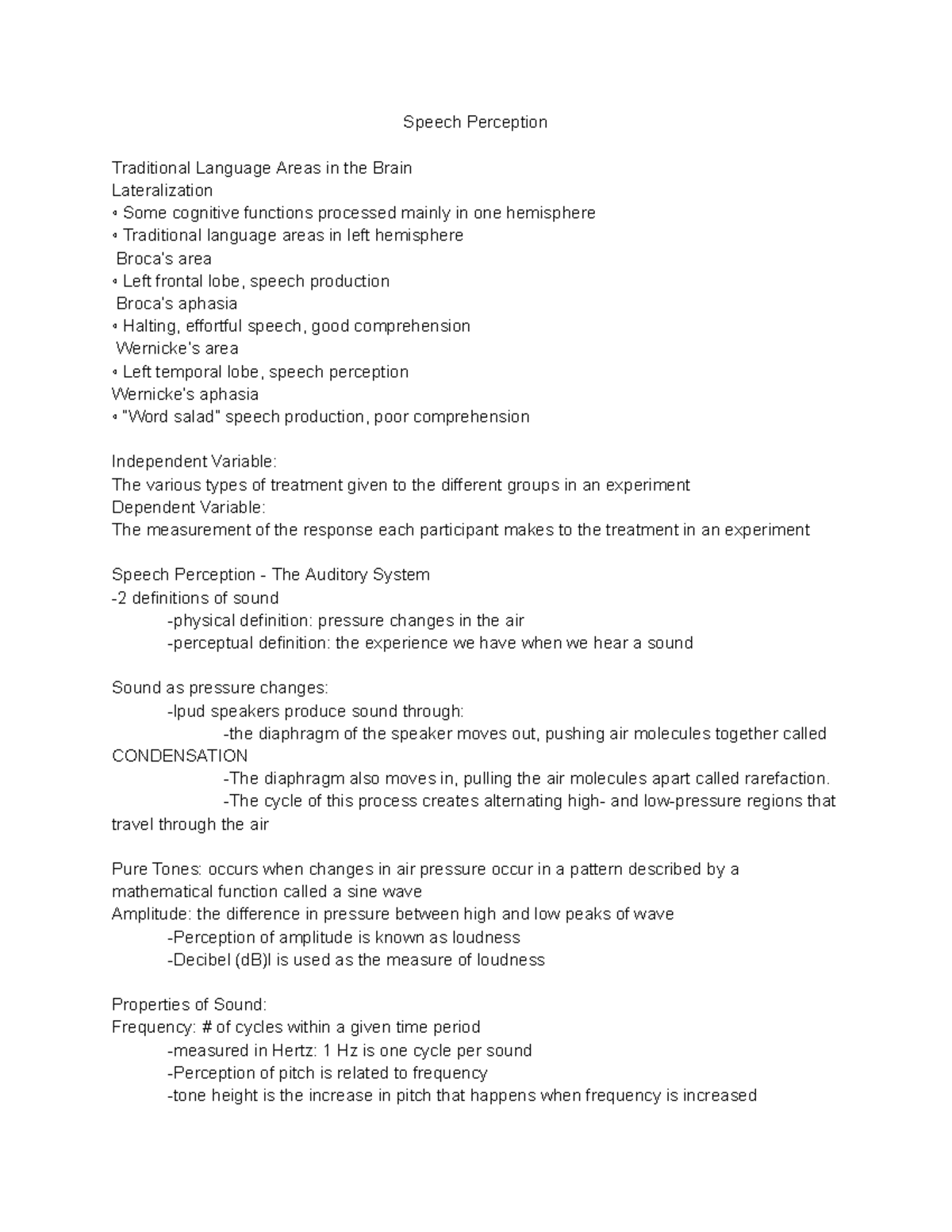 Psych 2134 - Lecture 3: Speech Perception and Auditory Processing - Studocu