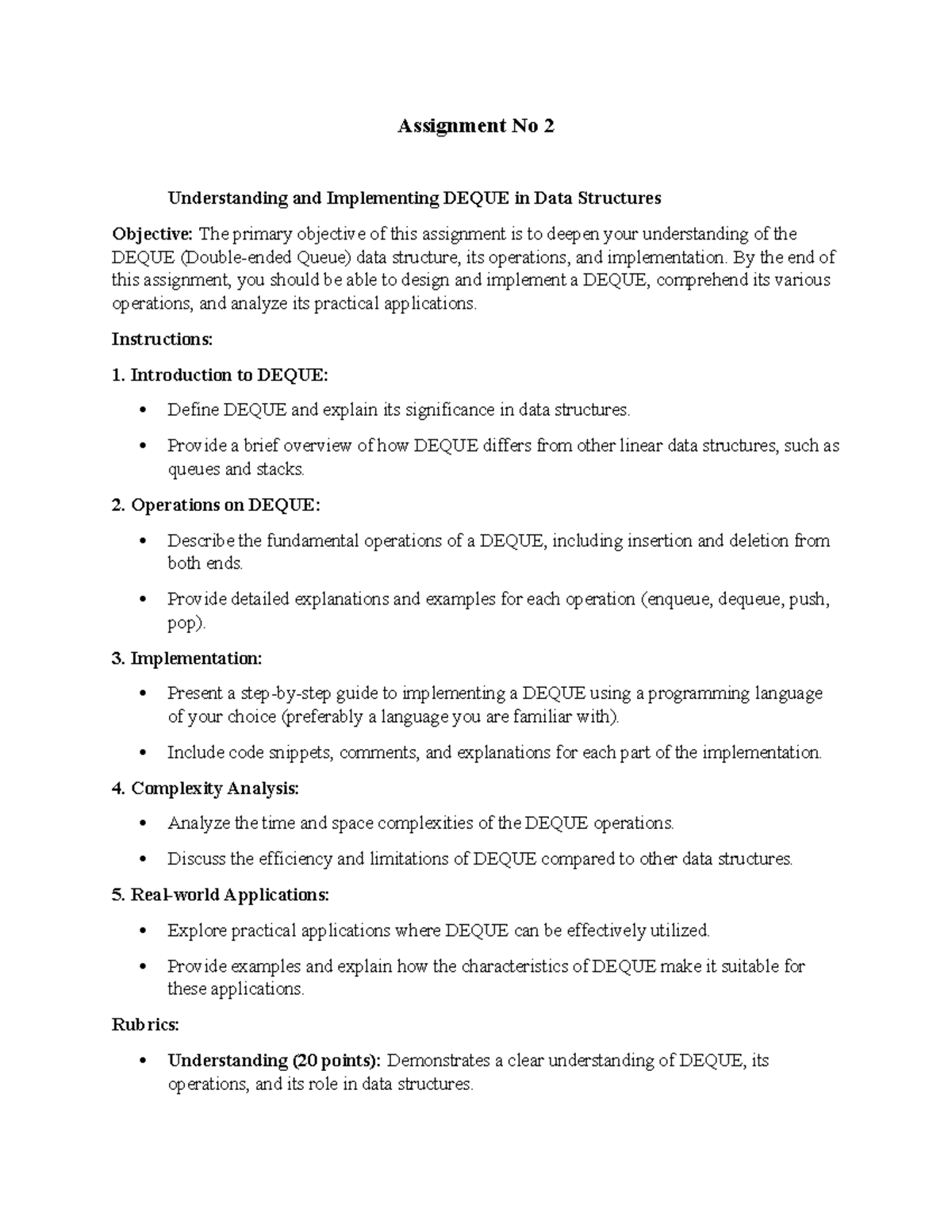 Assignment No 2(2024) - lecture - Assignment No 2 Understanding and ...
