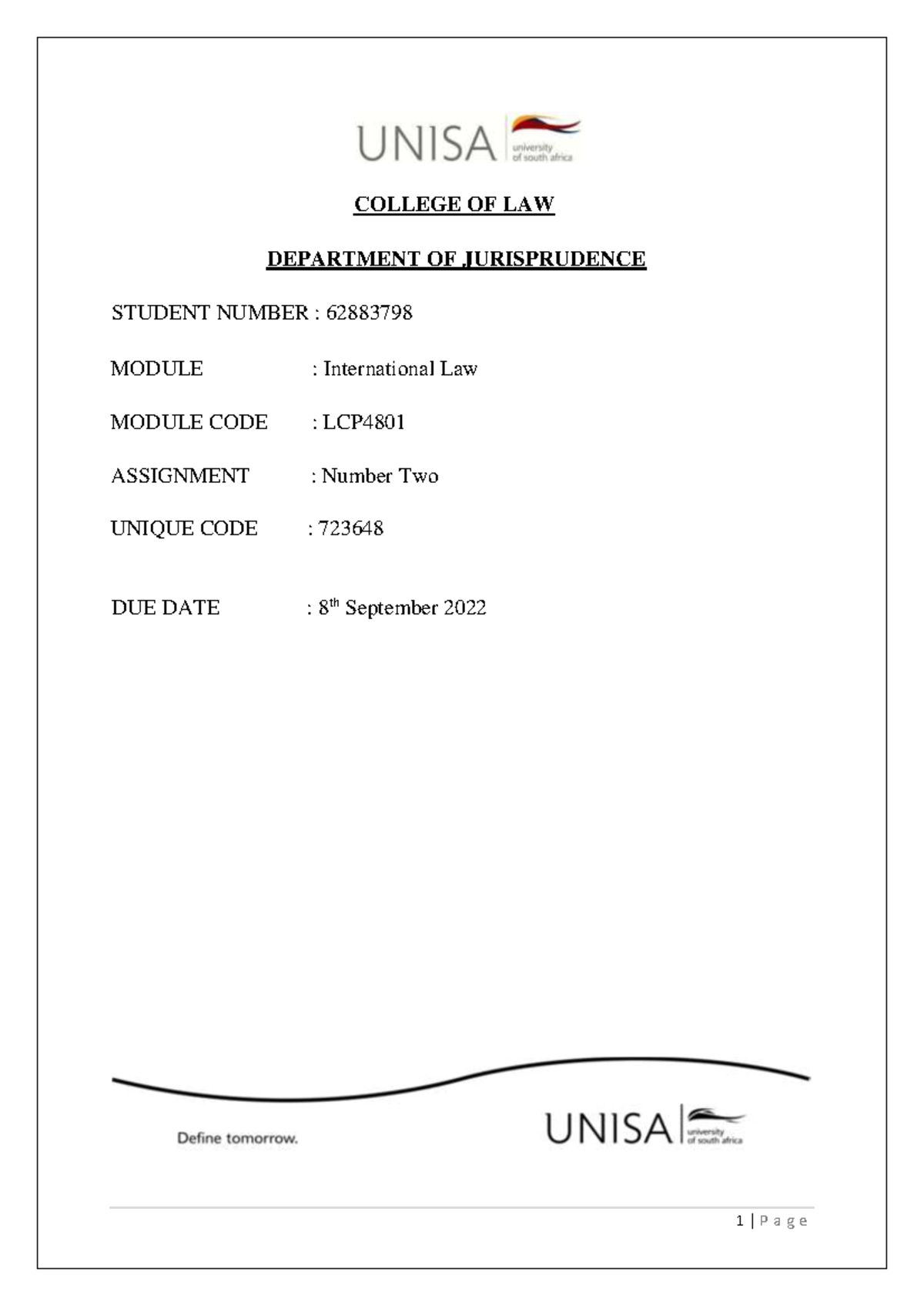 LCP4801 Assignment 2: Schools of Thought in International Law - Studocu