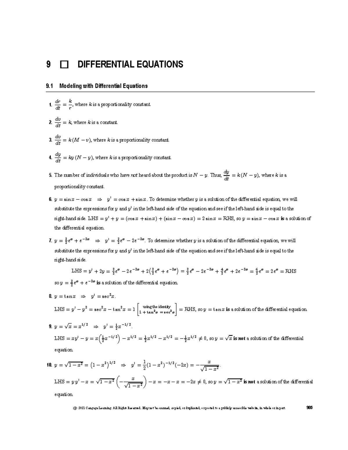 9.1 Differential Equations: Modeling and Solutions Overview - Studocu