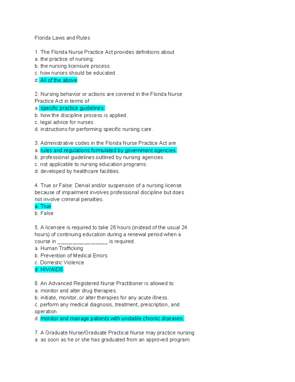 Florida Laws and Rules: Nurse Practice Act Overview and Key Points ...