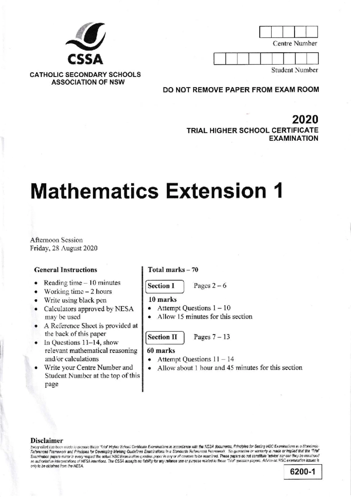 2024 HSC Mathematics Extension 1 Independent Trial Exam Guidelines ...