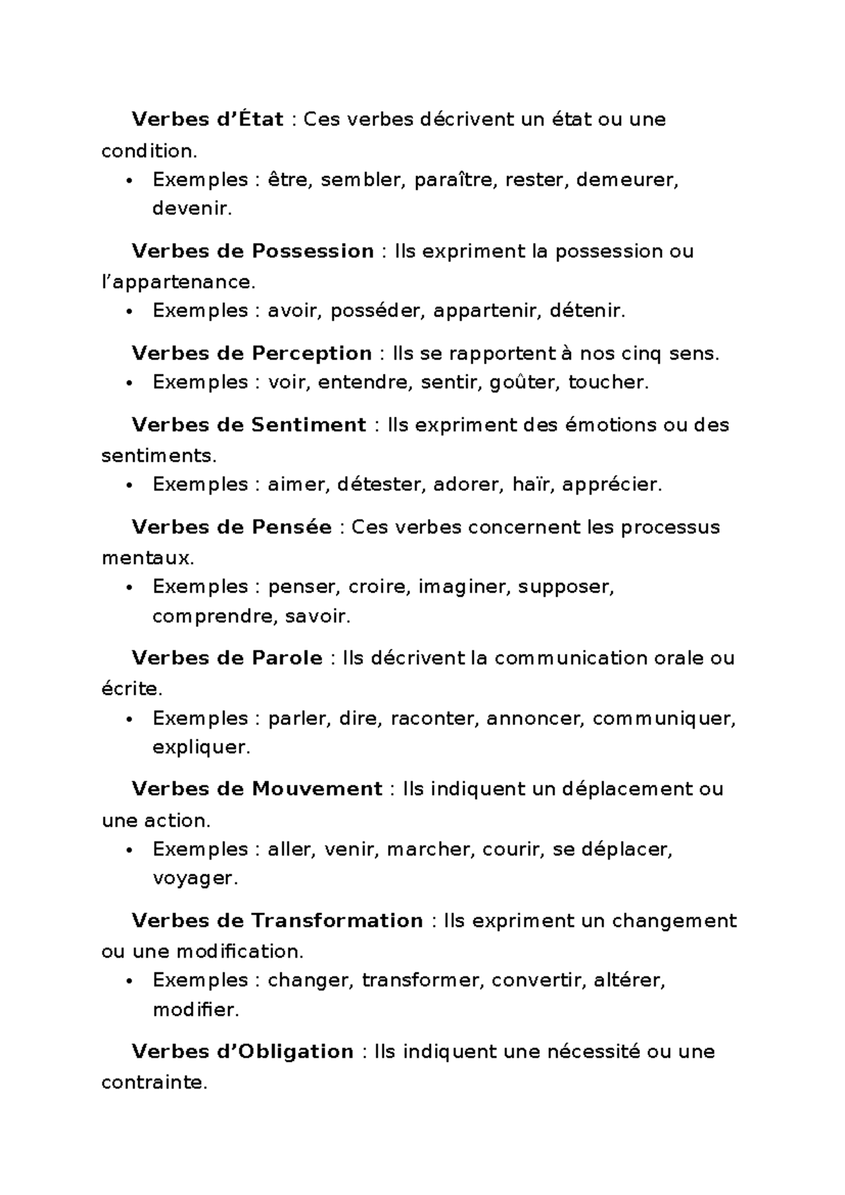 Exemples De Verbes