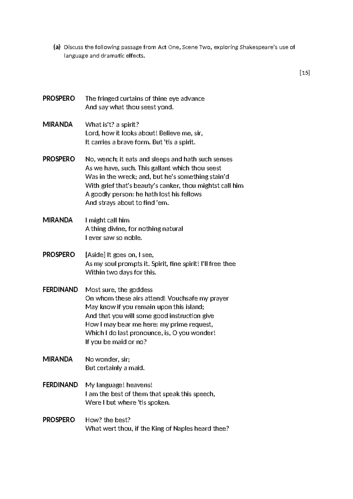Ferdinand and Miranda: Language and Dramatic Effects in Act 1, Scene 2 ...