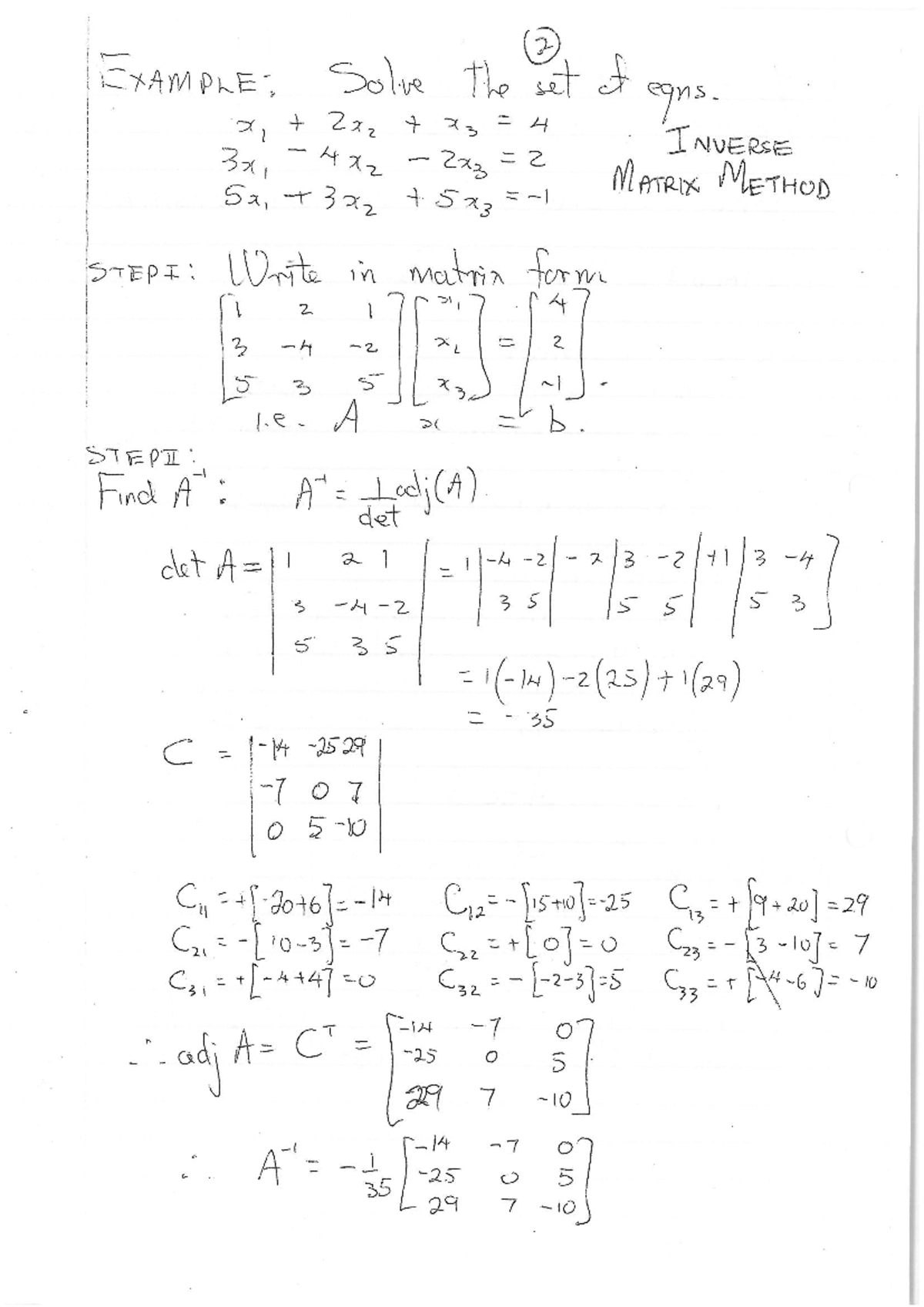 Linear Equations - Inverse Method Example (MATH 101) - Studocu