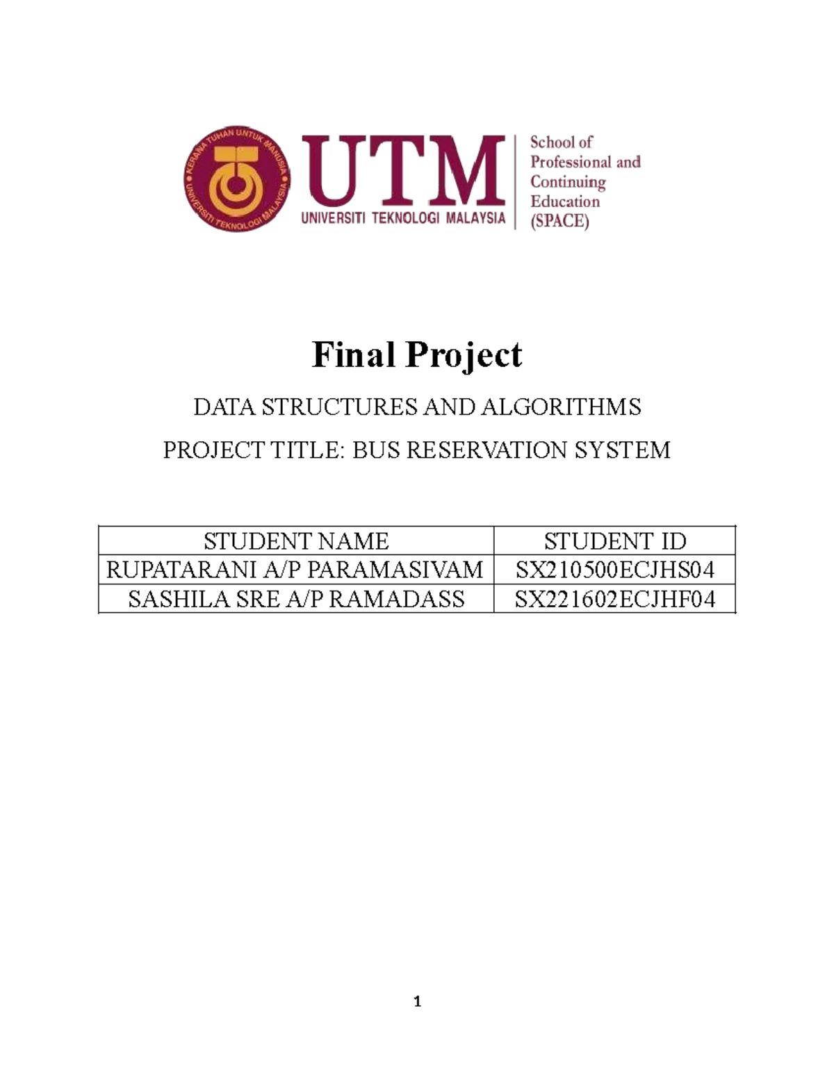 Final Project: Data Structures & Algorithms (CS101) - Rupa & Sashila ...