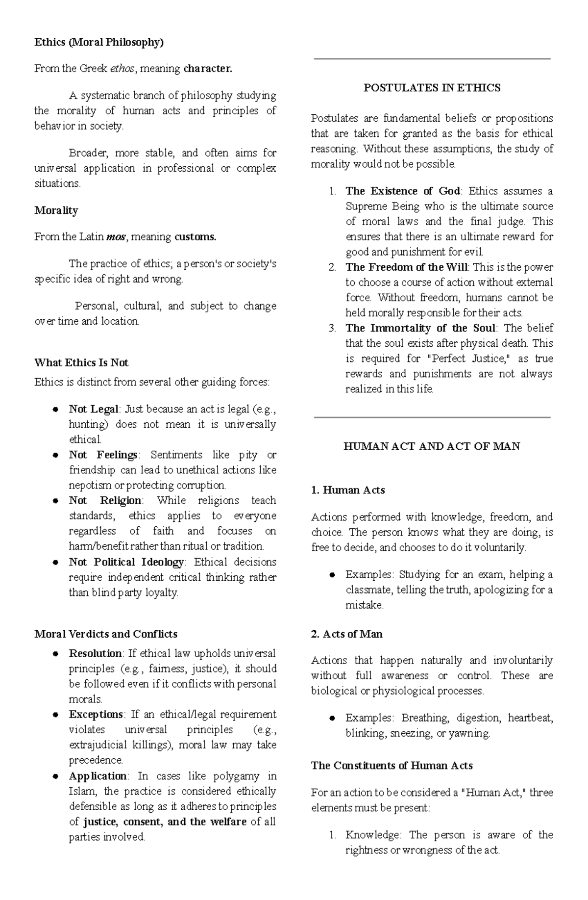 Ethics (Moral Philosophy) Reviewer: Key Concepts and Principles - Studocu