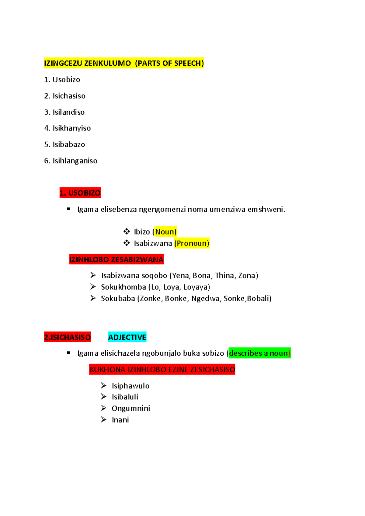 Izingcezu Zenkulumo - Study smart. - IZINGCEZU ZENKULUMO (PARTS OF ...