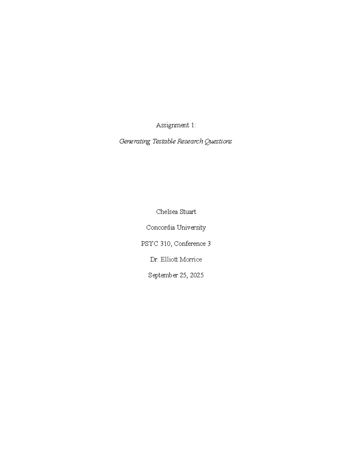 PSYC 310 Assignment 1: Testable Research Questions on Music & Memory ...
