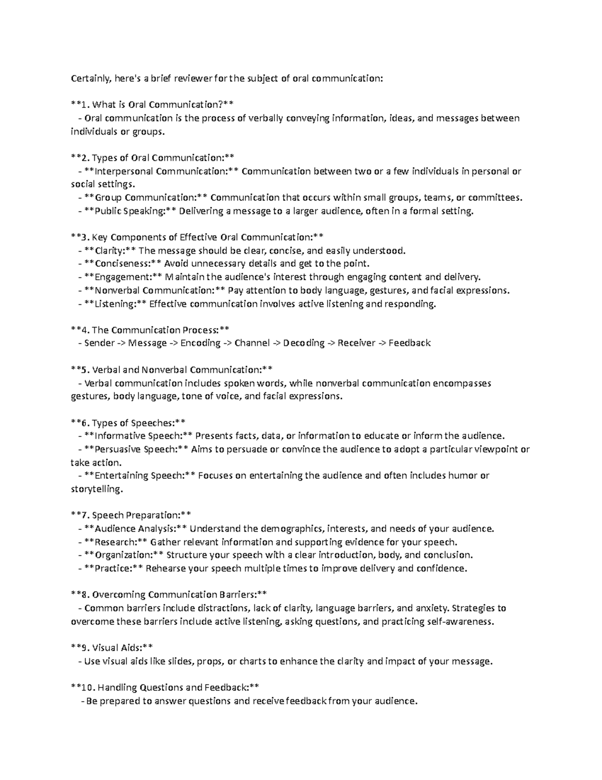 Oral Communication Exam Reviewer: Key Concepts & Tips - Studocu