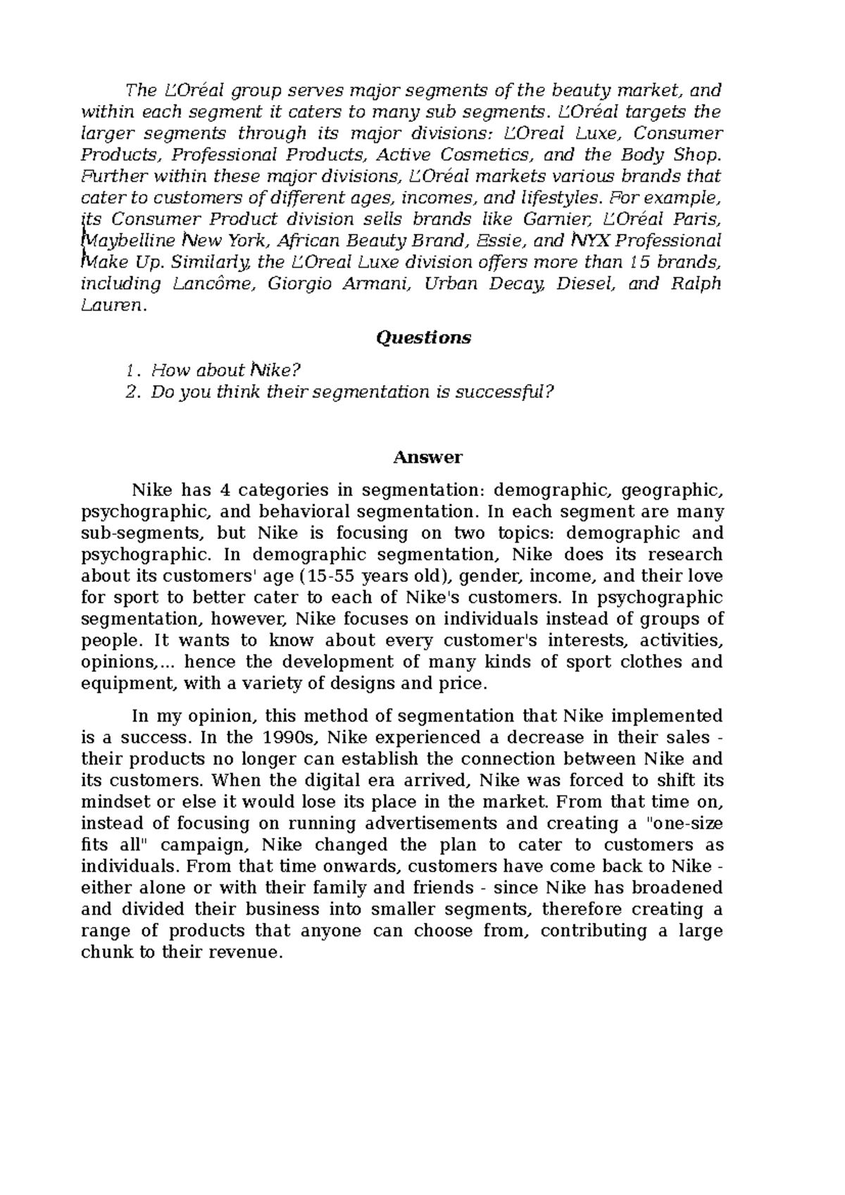 Basic Marketing - Assignment 2: Market Segmentation Analysis - Studocu