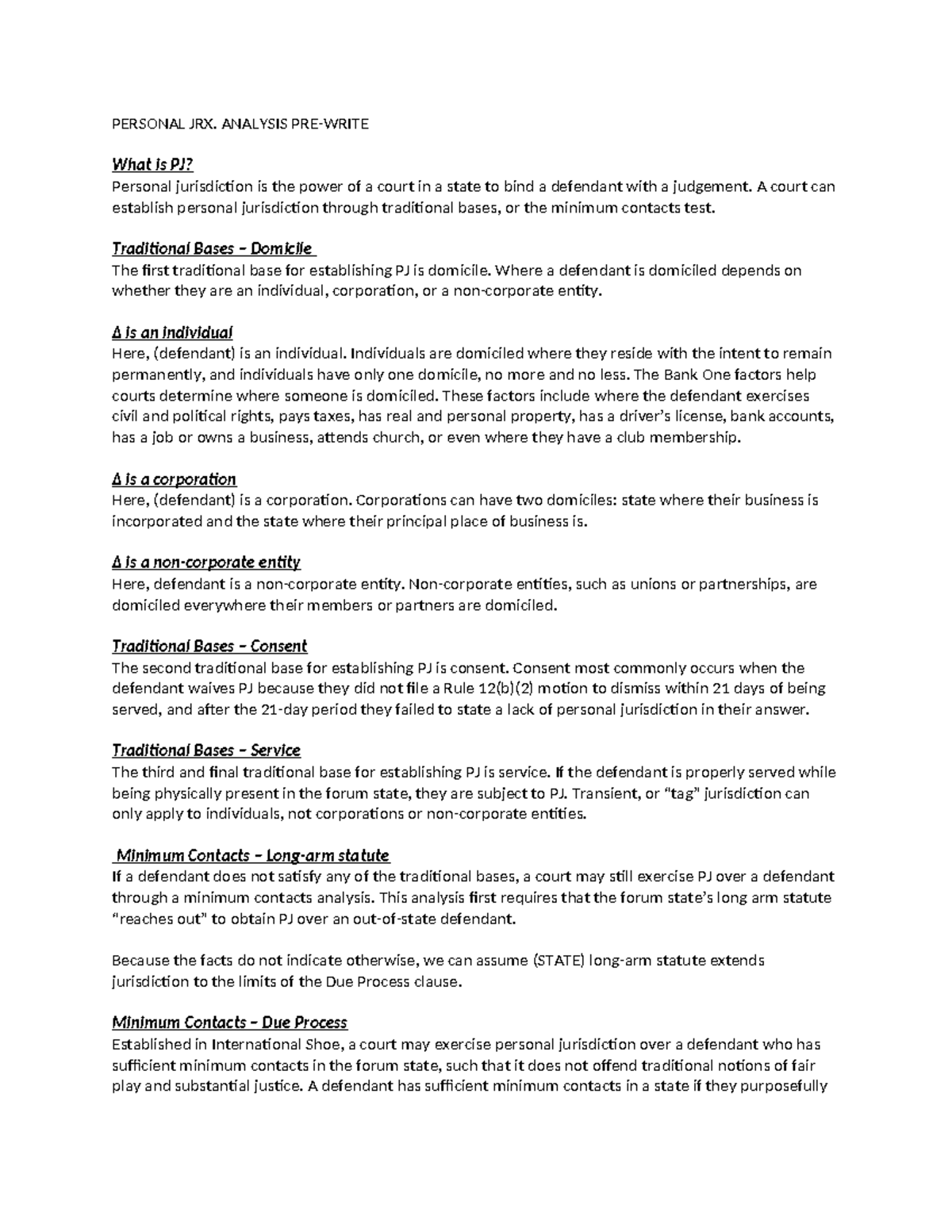 Personal JRX Analysis Prewrite - PERSONAL JRX. ANALYSIS PRE-WRITE What ...