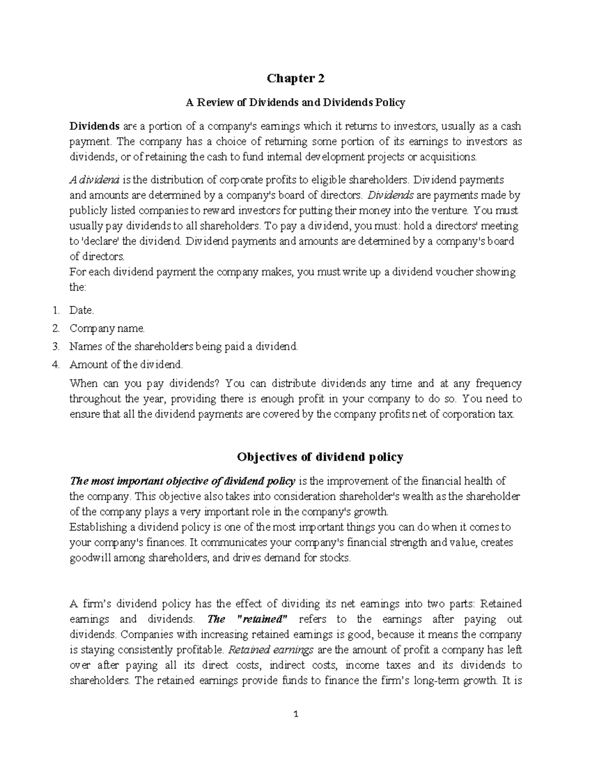 Chapter 2 - Financial Management II course note - Chapter 2 A Review of ...
