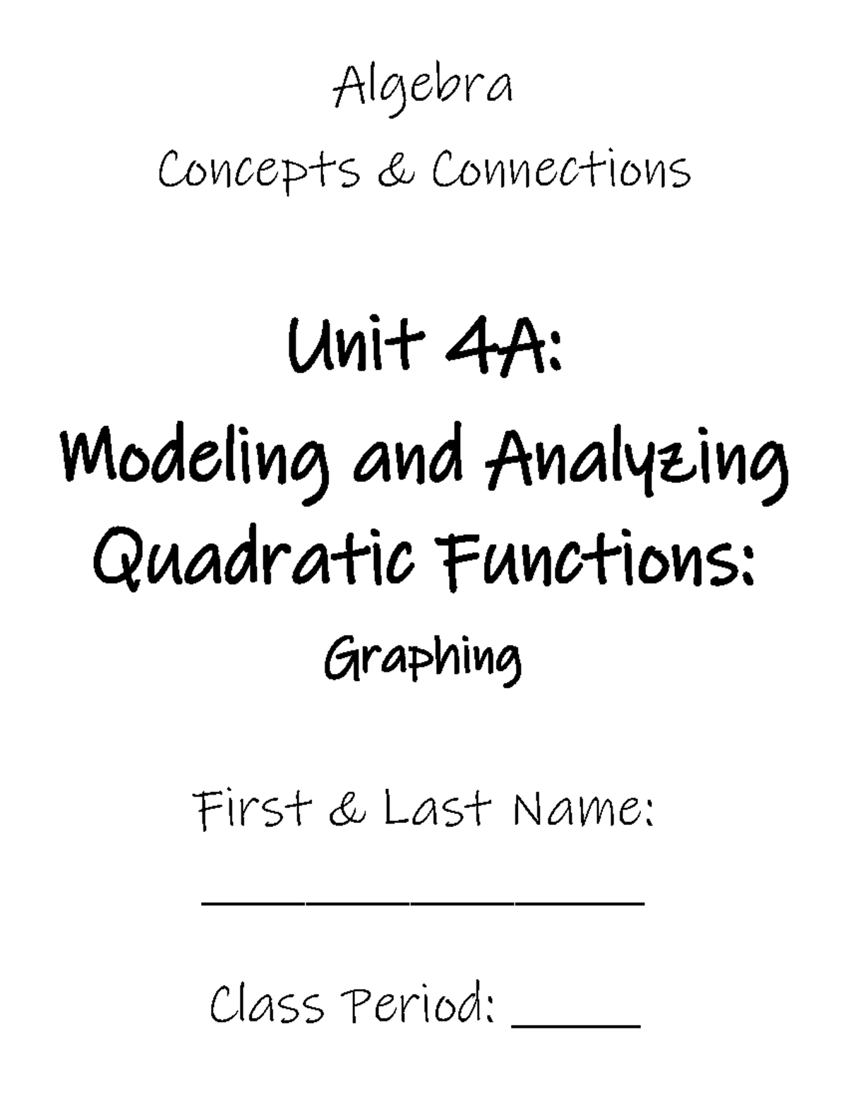 Algebra 1 Unit 4A: Quadratic Functions Study Guide and Key Concepts ...