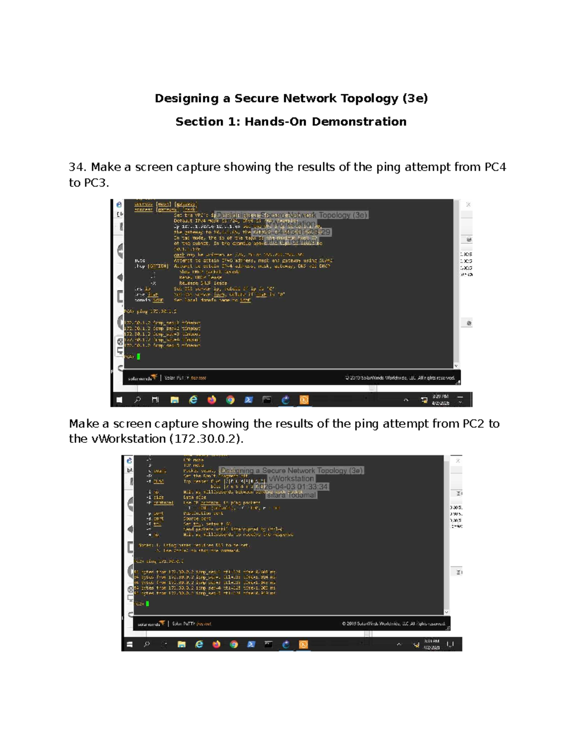Network Security, Firewalls, and VPNs (3e) Lab 03: Ping Demonstrations ...