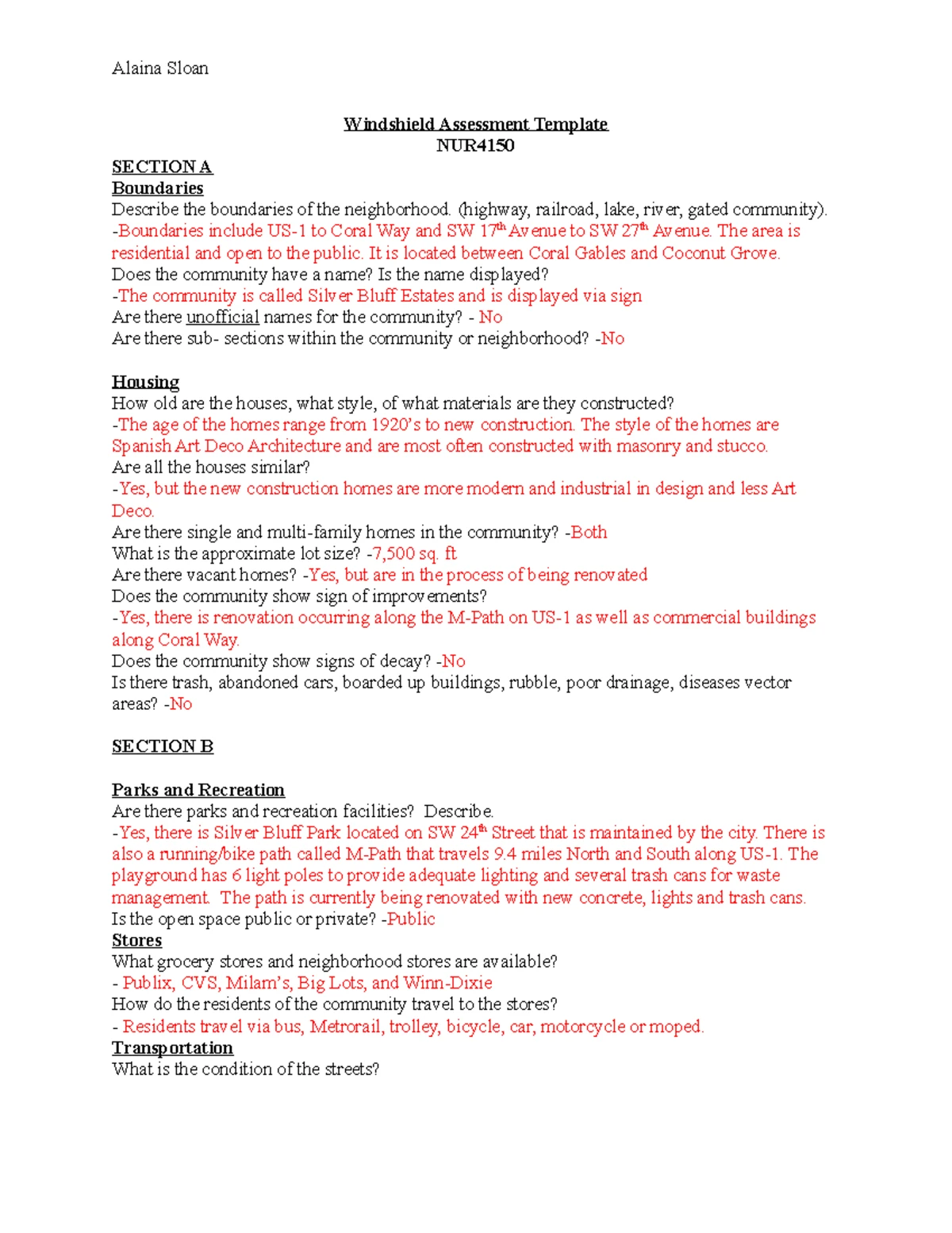 Windshield Assessment Copy - Windshield Assessment Student Name School ...
