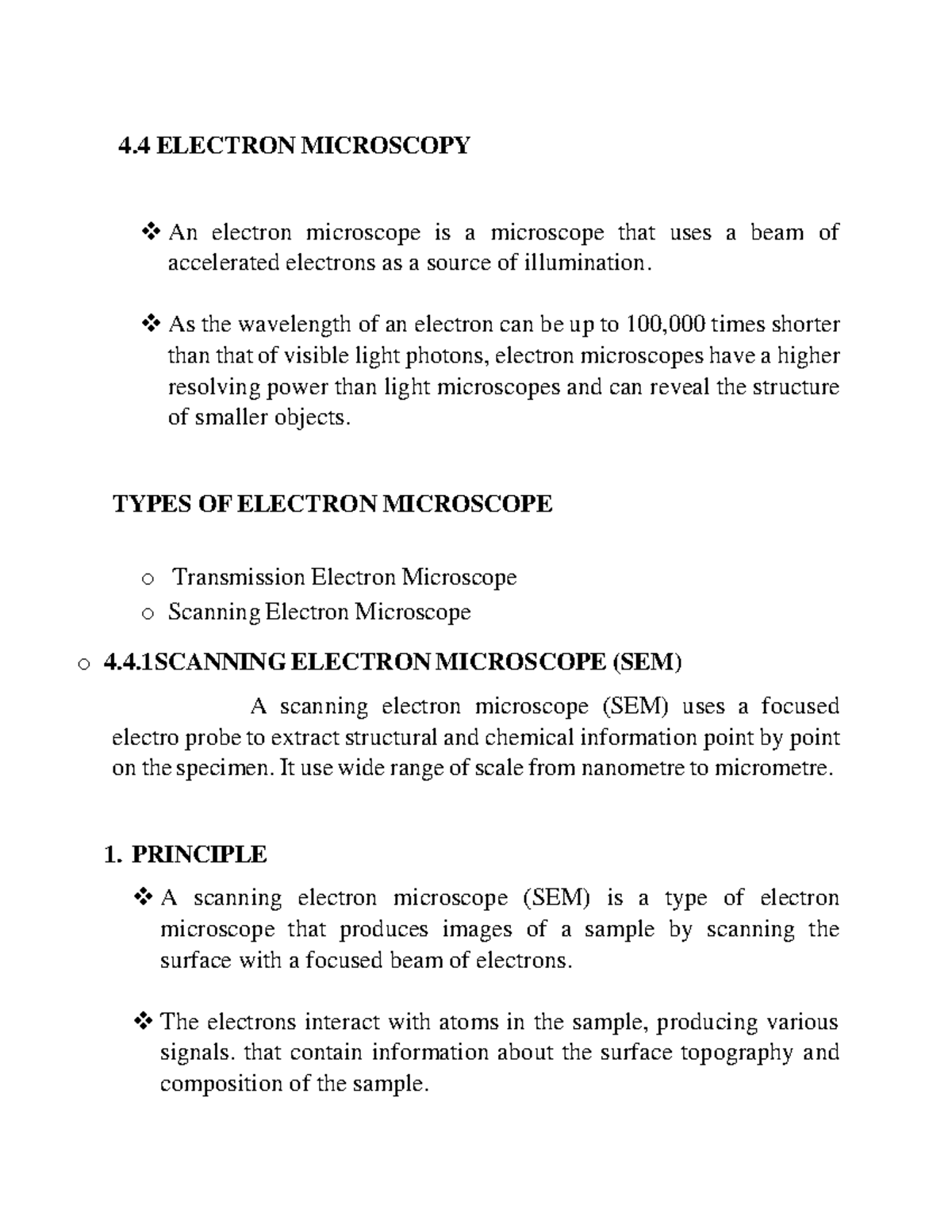 Electron Microscopy Overview: SEM & TEM Techniques (Course Code: 4.4 ...