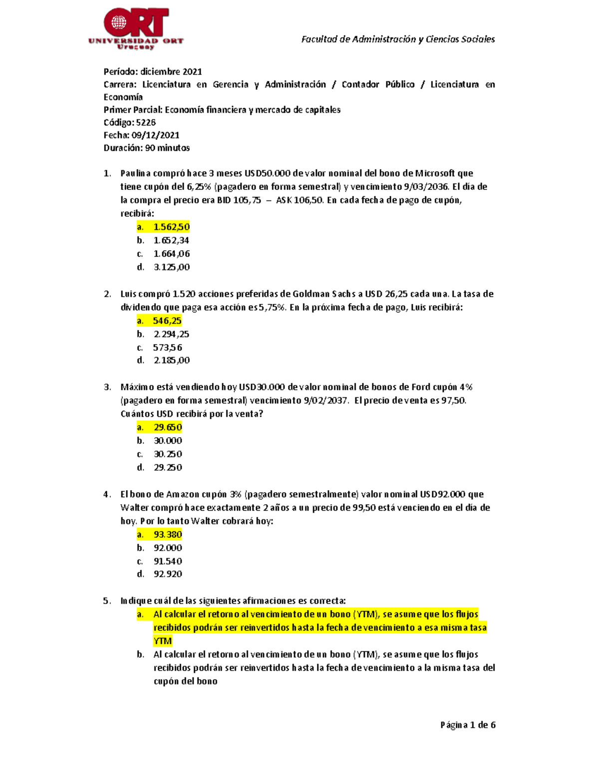 Economía Financiera y Mercado de Capitales - Parcial 5226 Soluciones ...