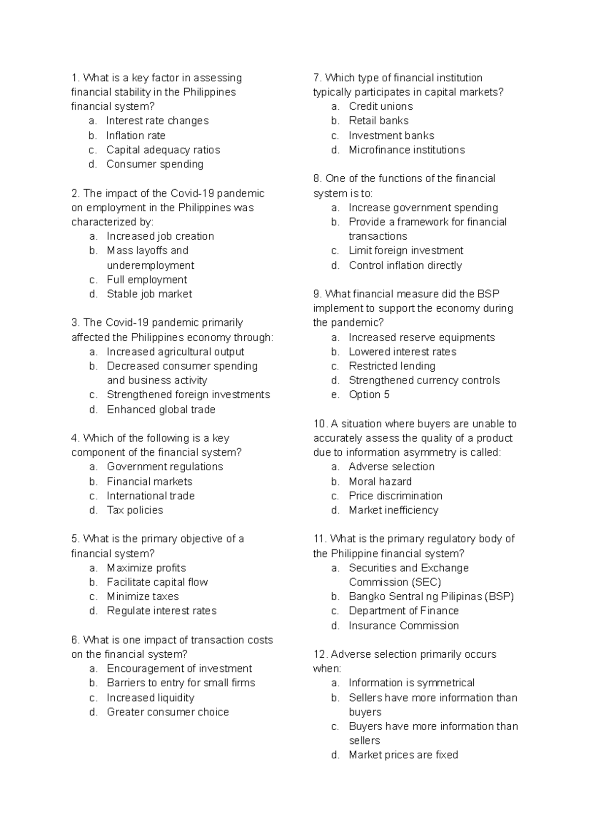 Finmar 101 Midterm Exam Reviewer: Key Financial Concepts in the ...