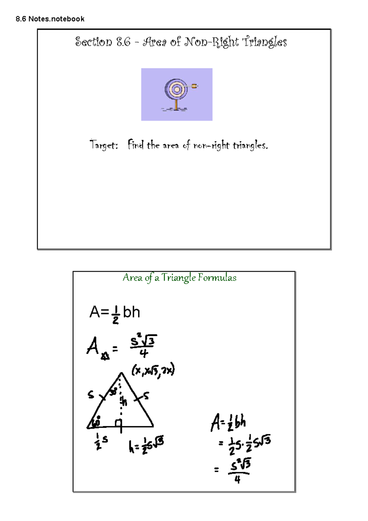 8.6 Notes - Area of Non Right Triangles - MATH55 - 8 Notes Section 8 ...