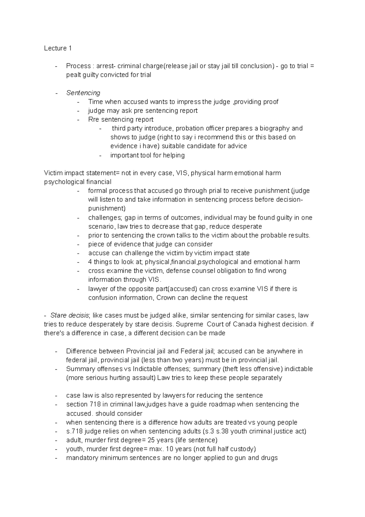 Crim Law - Lecture Notes on Sentencing and Legal Principles - Studocu