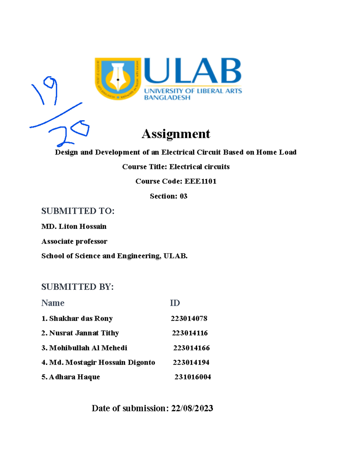 Assignment on Designing Home Electrical Circuit - EEE Section 03 - Studocu