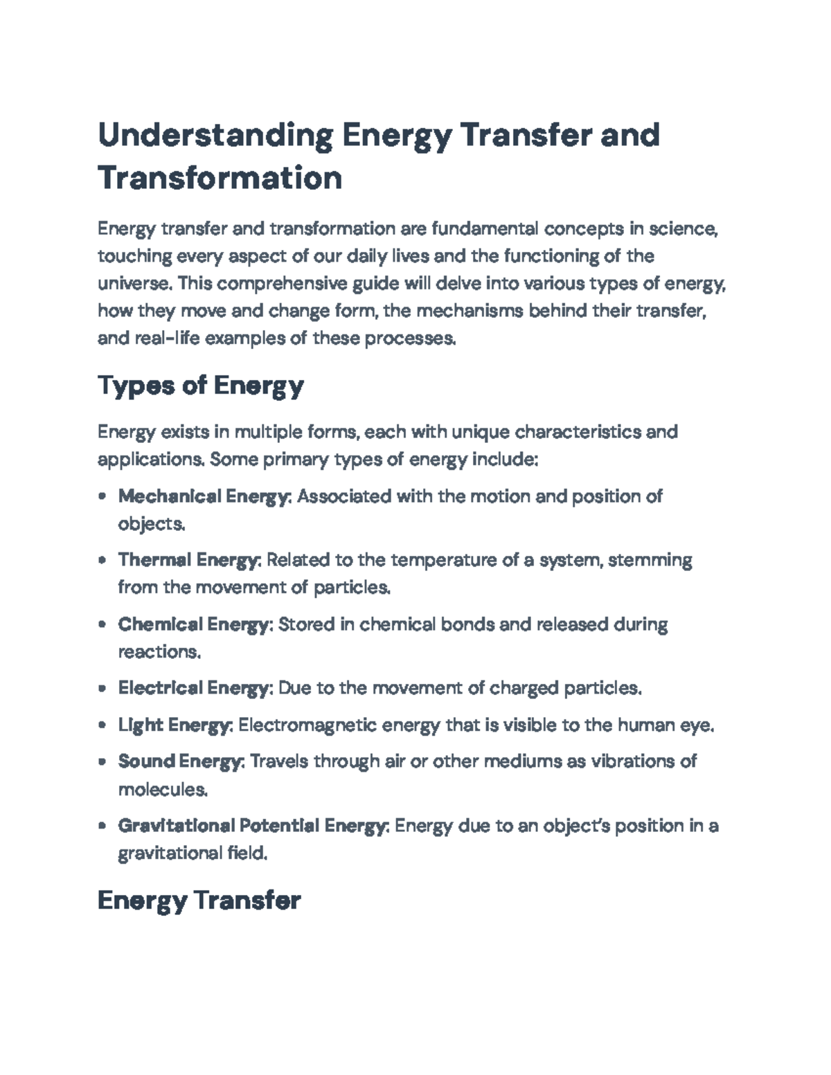 Energy Transfer and Transformation: Concepts and Mechanisms Explained ...