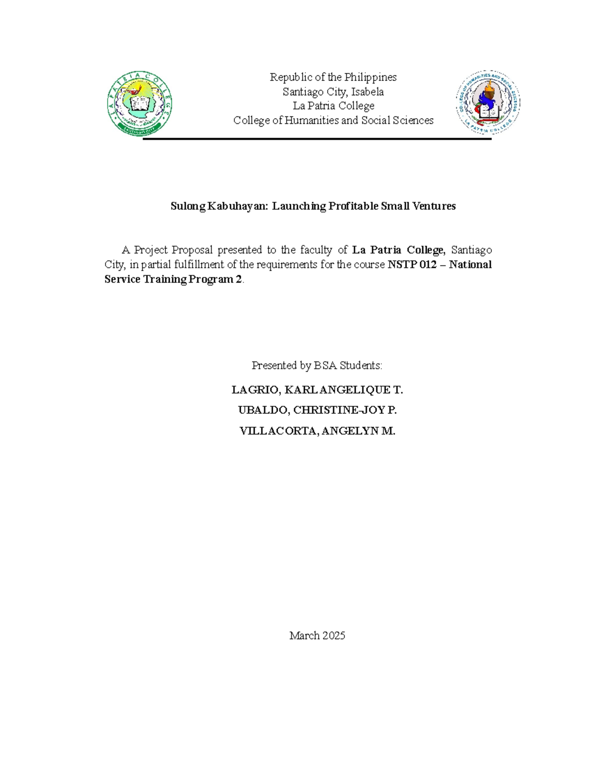 Project- Proposal- Format - Republic of the Philippines Santiago City ...
