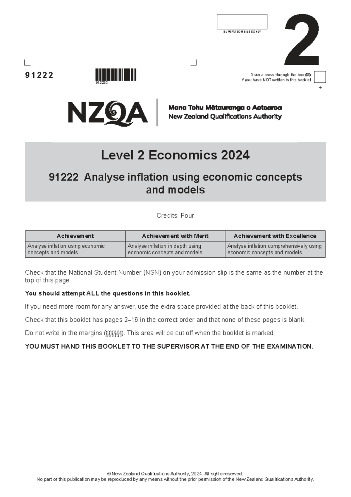 Level 2 Economics 91222 Final Exam 2024: Analyzing Inflation Factors ...