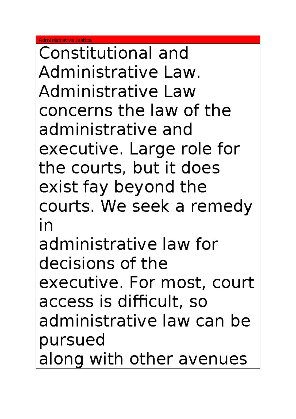 Admin Justice: Overview of Constitutional & Admin Law - Studocu