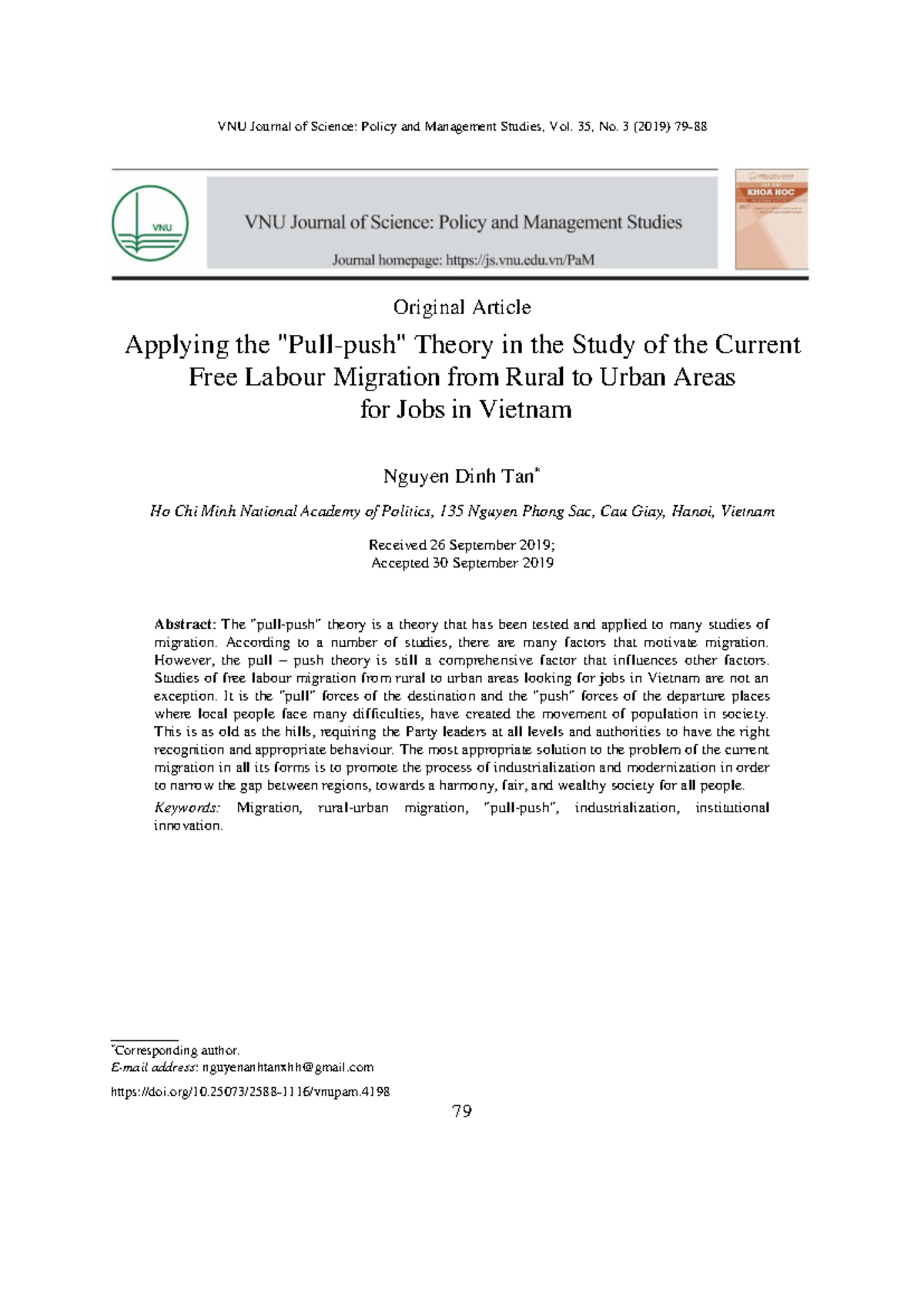 4198 133 8286 2 10 2019 1119 - VNU Journal of Science: Policy and ...