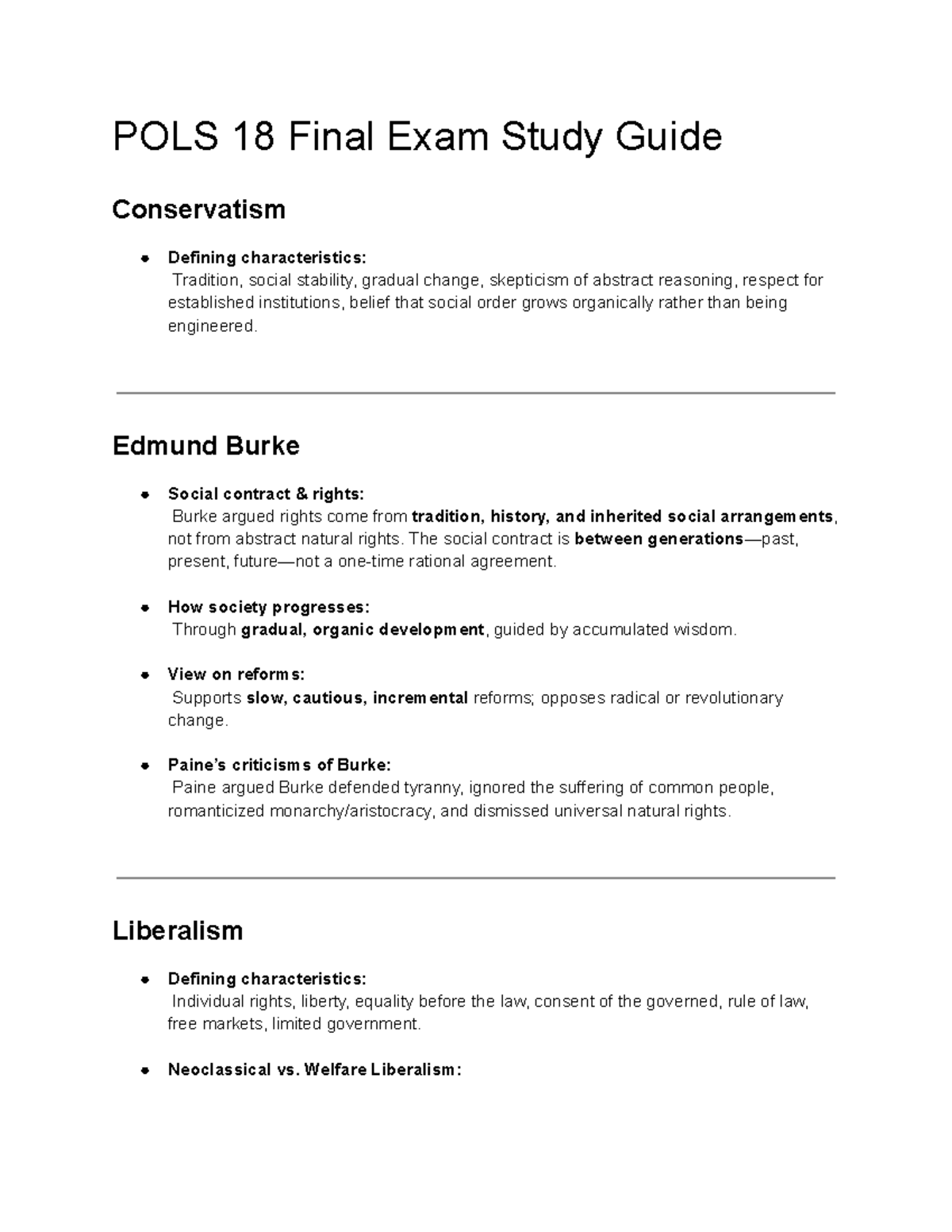 POLS 18 Final Exam Study Guide - Studocu