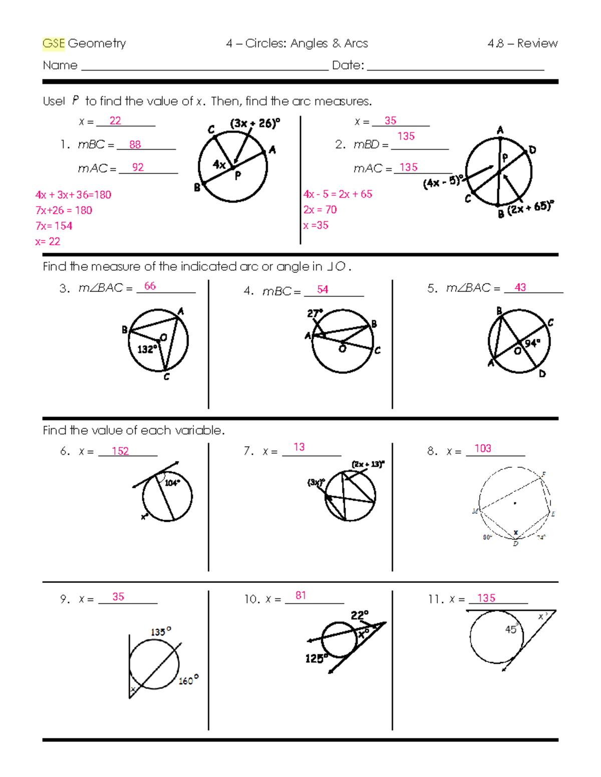 Kami Export - 24- unit 4 test review (1) - GSE Geometry 4 – Circles ...