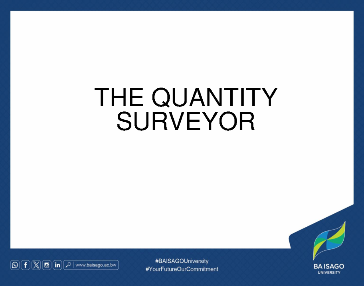Quantity Surveyor Overview and Professional Standards 2025 - Studocu