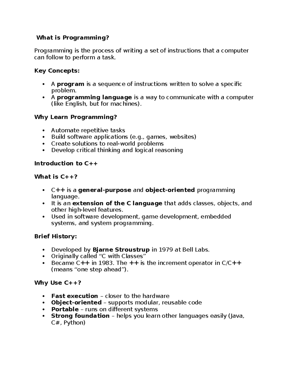 CS101: Week 1-2 Prelim Lecture on Programming Concepts - Studocu