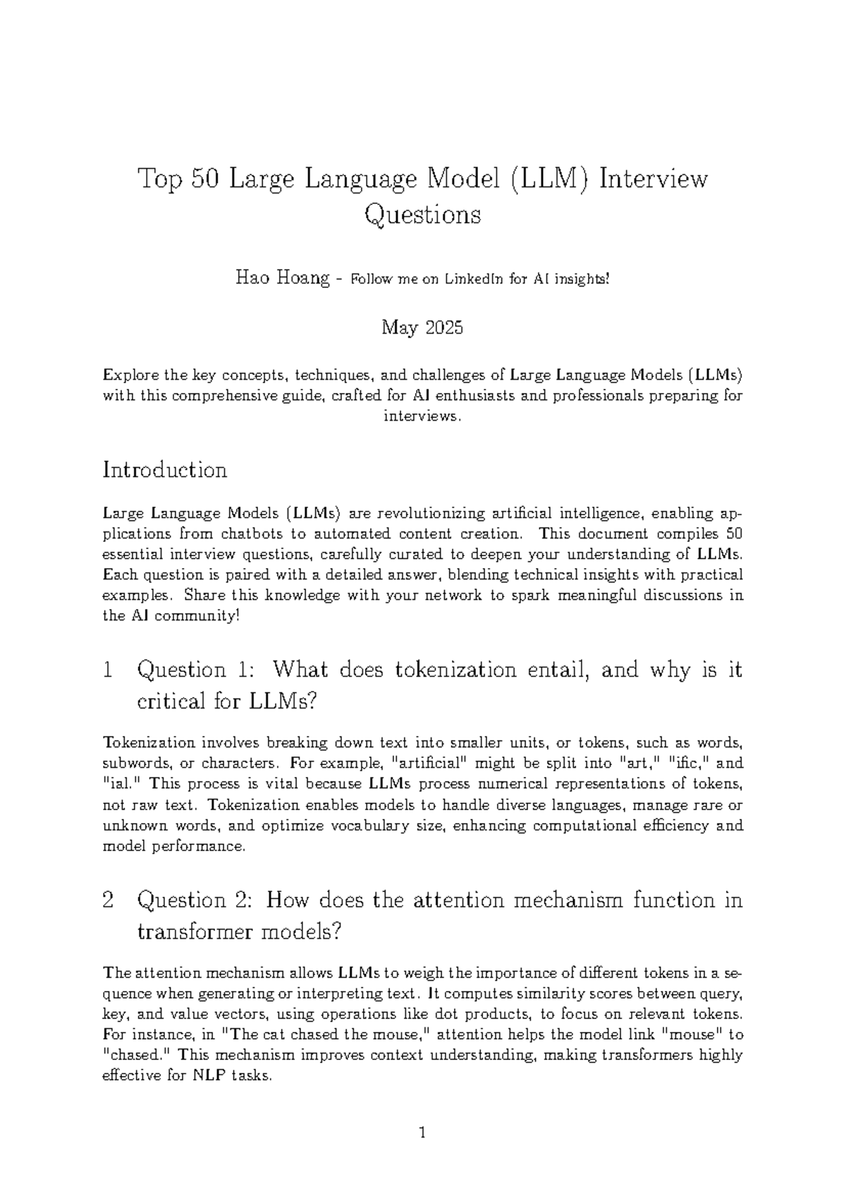 Top 50 LLM Interview Questions: Essential Insights for AI Professionals ...