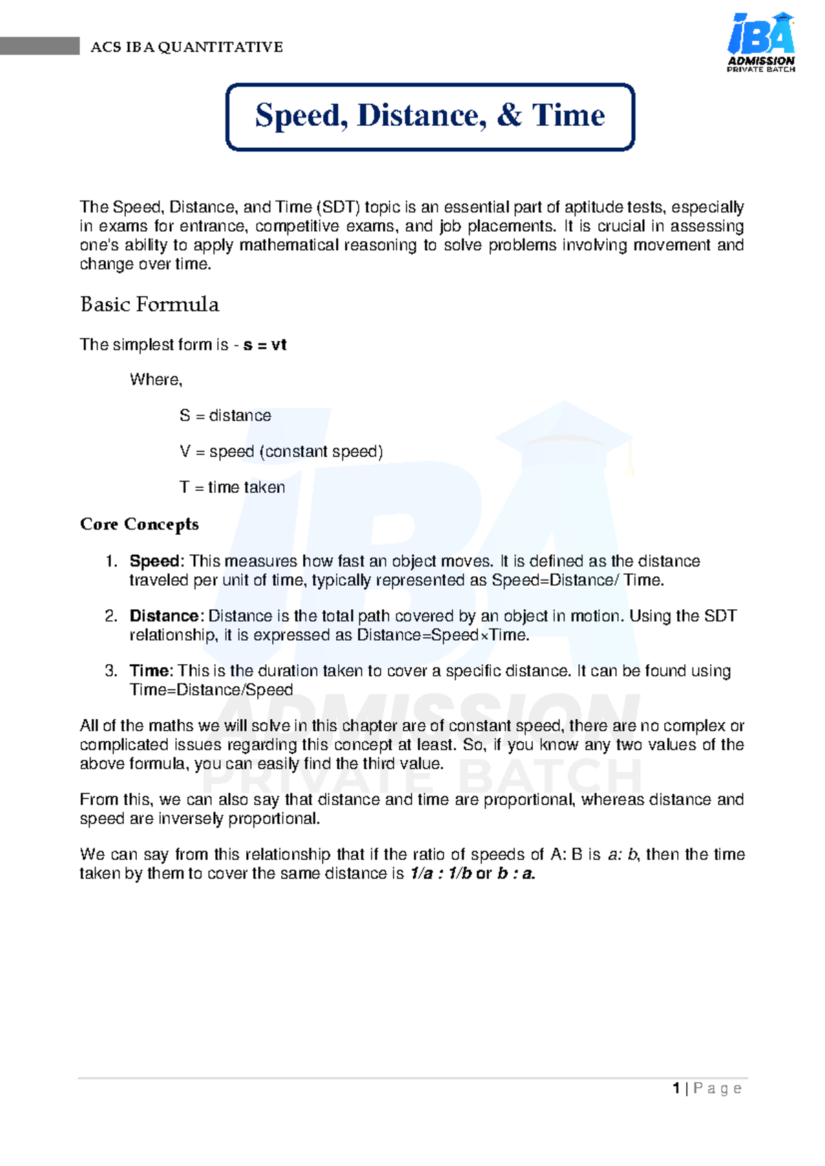 ACS-Chapter-12 Speed, Distance, and Time Concepts and Solutions - Studocu