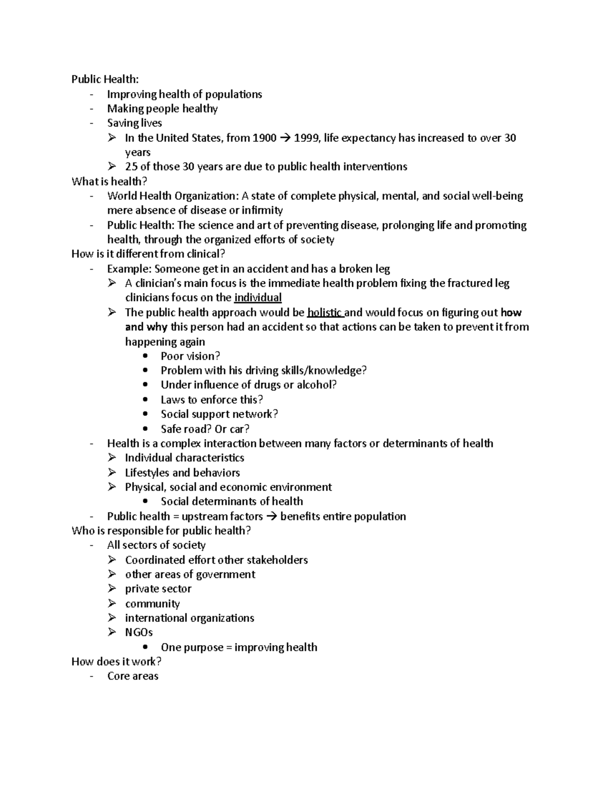 Public Health: Module 1 Lecture 1 - Key Concepts and Principles - Studocu