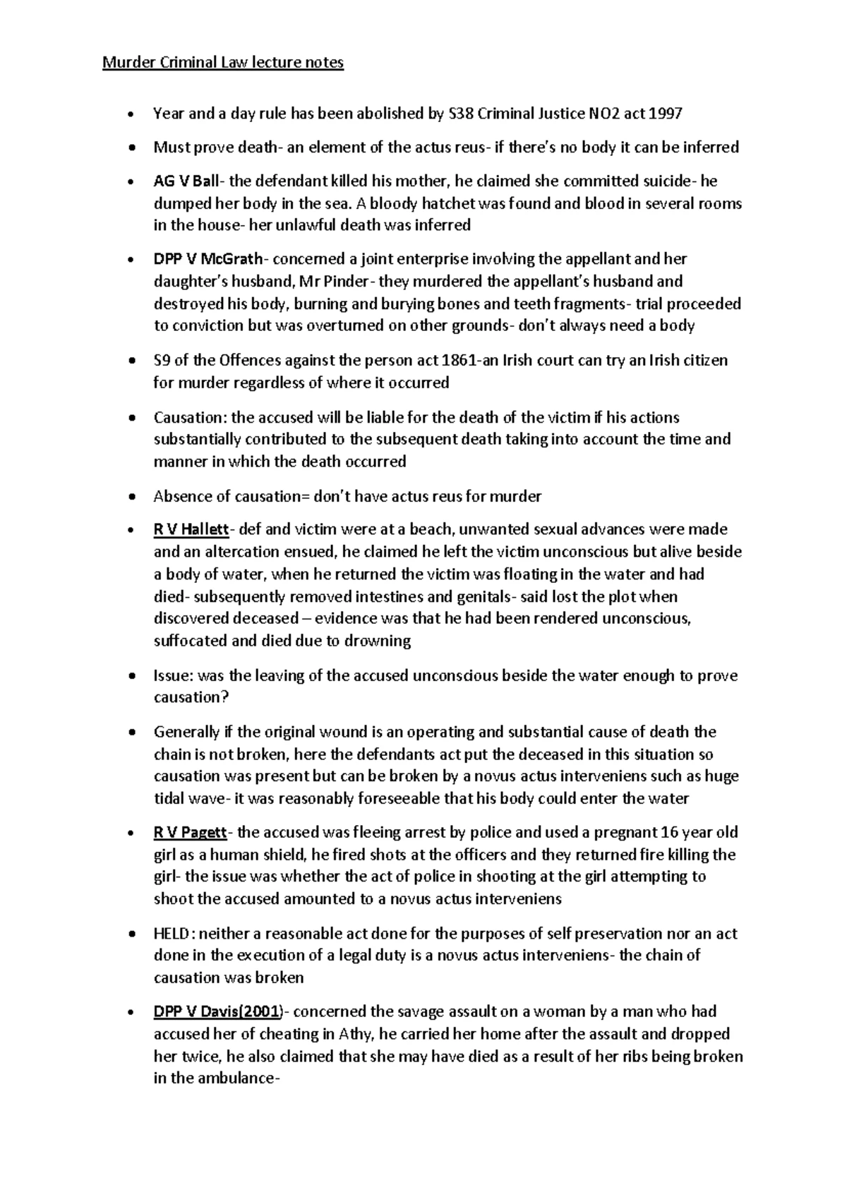 Non-Fatal Offences Against the Person: Key Points from 1997 Act - Studocu
