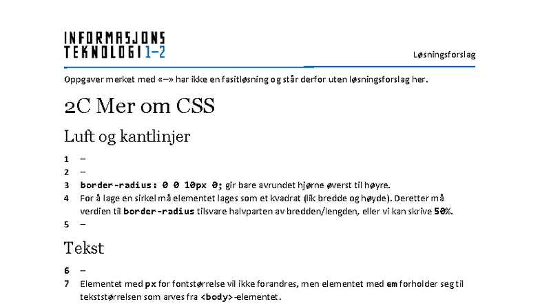 2C Mer om CSS - Løsningsforslag til OPPGAVER og Notater - Studocu